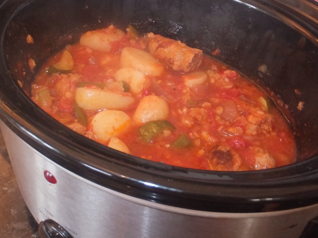 Spicy Sausage Slow Cooker Stew Munchies and Munchkins